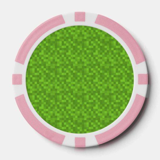 Green Pixel Pattern Retro 8-Bit Gaming Pokerchips (Vorderseite)