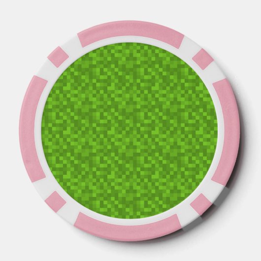 Green Pixel Pattern Retro 8-Bit Gaming Pokerchips (Rückseite)