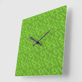 Green Pixel Pattern Retro 8-Bit Gaming Quadratische Wanduhr (Winkel)