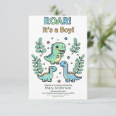Green Pixelated Dinosaur Baby Shower party boy Einladung (Stehend Vorderseite)