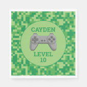 Green pixellevel up Video Game Birthday Party Serviette (Vorderseite)