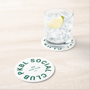 Green PKBL Social Club Wappen Pickleball Runder Pappuntersetzer
