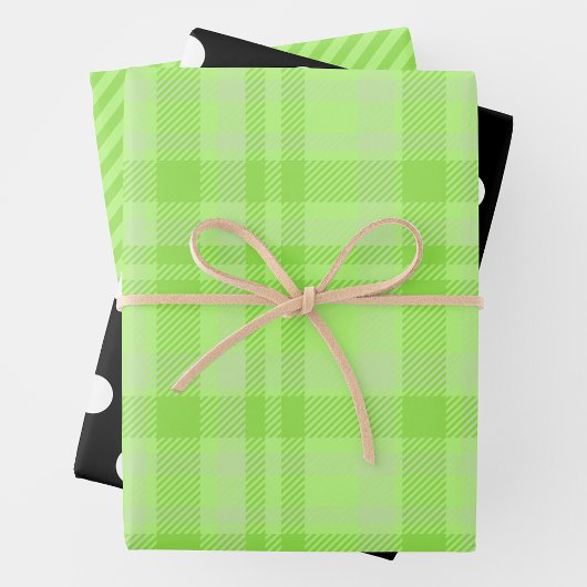 Green Plaid, Black & White Geschenkpapier Set