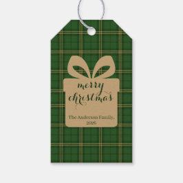 Green Plaid Christmas Festive Pattern -  Geschenkanhänger