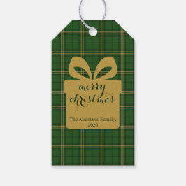 Green Plaid Christmas Festive Pattern -  Geschenkanhänger