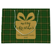 Green Plaid Christmas Festive Pattern - Große Geschenktüte (Vorderseite)