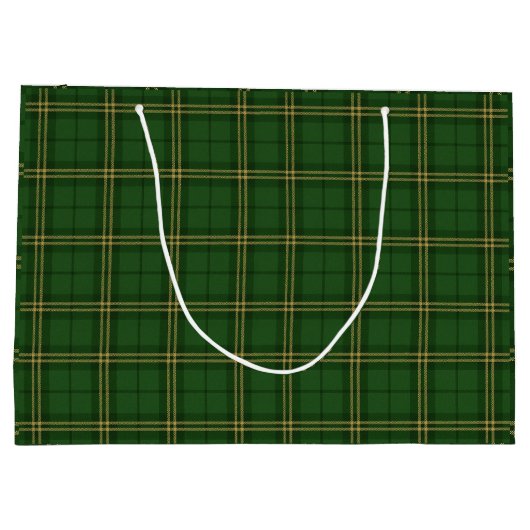 Green Plaid Christmas Festive Pattern - Große Geschenktüte (Rückseite)