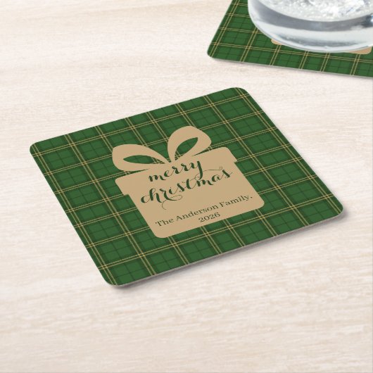 Green Plaid Christmas Festive Pattern - Rechteckiger Pappuntersetzer (angewinkelt)