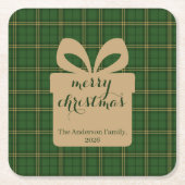 Green Plaid Christmas Festive Pattern - Rechteckiger Pappuntersetzer (Vorderseite)