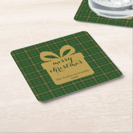 Green Plaid Christmas Festive Pattern -  Rechteckiger Pappuntersetzer