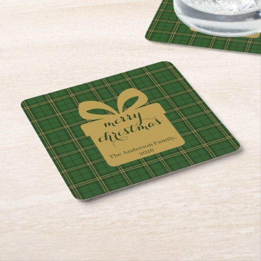 Green Plaid Christmas Festive Pattern - Rechteckiger Pappuntersetzer (angewinkelt)