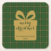 Green Plaid Christmas Festive Pattern - Rechteckiger Pappuntersetzer (Vorderseite)