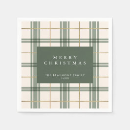 Green Plaid Christmas Paper Napkins Serviette