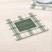 Green Plaid Christmas Square Paper Coaster Rechteckiger Pappuntersetzer (angewinkelt)