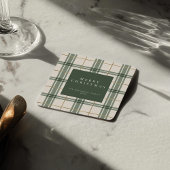 Green Plaid Christmas Square Paper Coaster Rechteckiger Pappuntersetzer