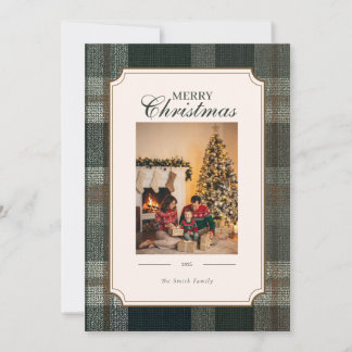 Green Plaid Christmas Three Photo Holiday Card Feiertagskarte
