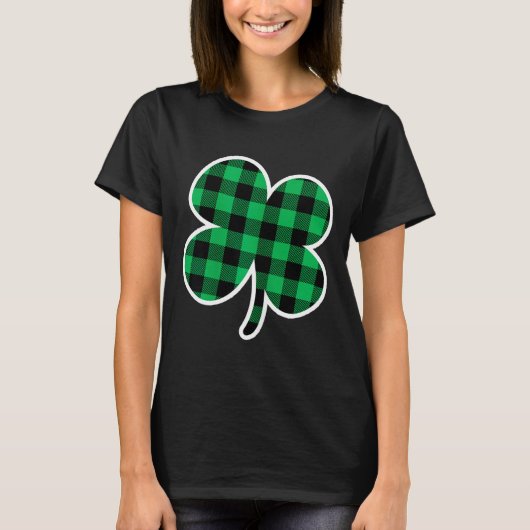 Green Plaid Clover St Patricks Day Women Shamrock T-Shirt (Vorderseite)