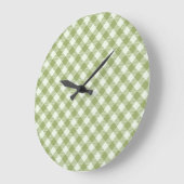Green Plaid Pattern Wall clock Große Wanduhr (Winkel)