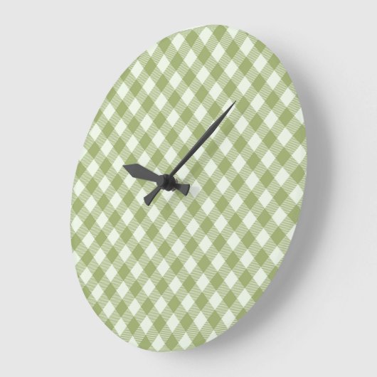 Green Plaid Pattern Wall clock Große Wanduhr (Winkel)