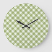 Green Plaid Pattern Wall clock Große Wanduhr (Vorderseite)