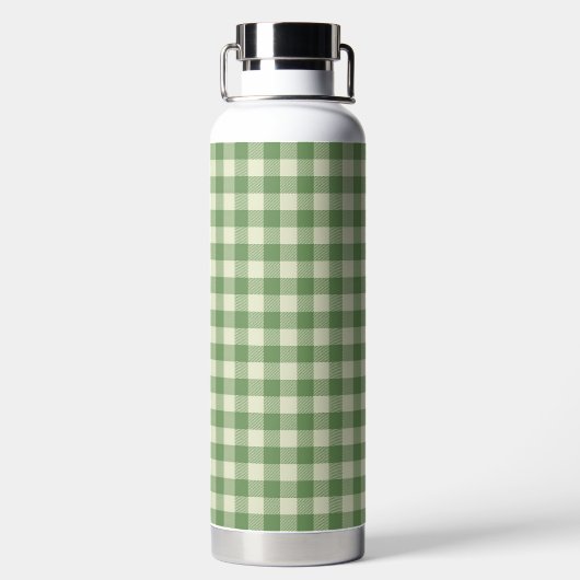Green Plaid Pattern Water Bottle Trinkflasche (Rückseite)