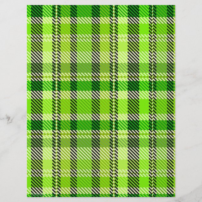 Green Plaid Scrapbook Paper 2-Sided Page (Rückseite)
