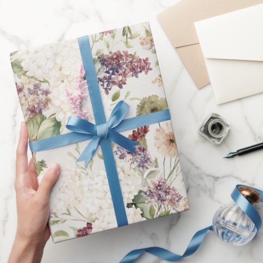 Green Plaid Stripes Burgundy Cream Flowers Birthda Geschenkpapier (Schenken)