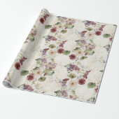 Green Plaid Stripes Burgundy Cream Flowers Birthda Geschenkpapier (Ungerollt)