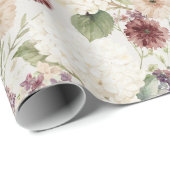 Green Plaid Stripes Burgundy Cream Flowers Birthda Geschenkpapier (Rolleneckpunkt)