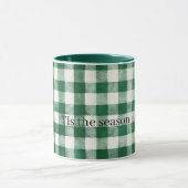 Green Plaid Stripes Christmas Tasse (Zentrum)
