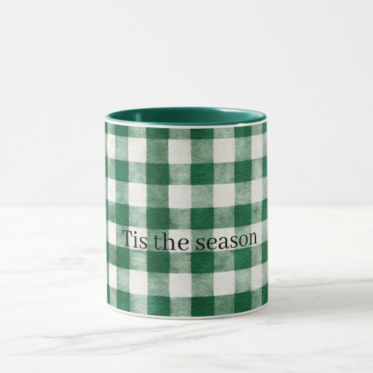 Green Plaid Stripes Christmas Tasse (Zentrum)
