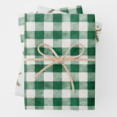 Green Plaid Stripes Pine Cone Ornament Christmas Geschenkpapier Set (Beispiel)