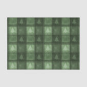 Green Plaid With Fir Tree Shapes Christmas Pattern Seidenpapier (Vorderseite)