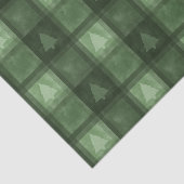 Green Plaid With Fir Tree Shapes Christmas Pattern Seidenpapier (Ausschnitt)