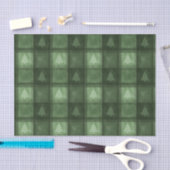 Green Plaid With Fir Tree Shapes Christmas Pattern Seidenpapier (Handwerk)
