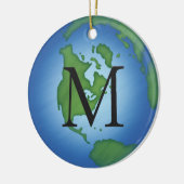 Green Planet Earth Environmental Monogram Custom Keramik Ornament (Links)