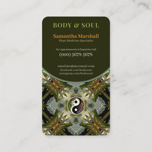 Green Plant Medicine Holistic Naturopathic Visitenkarte (Rückseite)