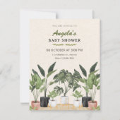 Green plants baby shower einladung (Vorderseite)