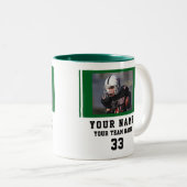 Green Player Name Number Team Photo Zweifarbige Tasse (VorderseiteRechts)