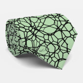 Green Playful Quirky Geometric Linnear Monogram Krawatte (Gerollt)