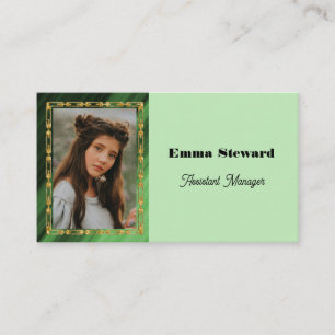 Green Pleat & Gold-Kette mit Personalisiertem Foto Visitenkarte