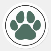 Green Pod Lover Paw Print Holiday Runder Aufkleber (Vorderseite)