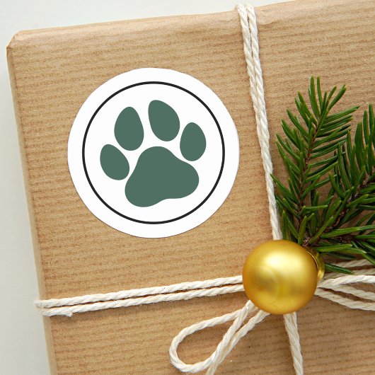 Green Pod Lover Paw Print Holiday Runder Aufkleber