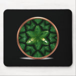 Green Pointed Star Fractal With Copper Frame Mousepad<br><div class="desc">Green Pointed Star Fractal With Copper Frame - Mouse Pad 
Black Background</div>