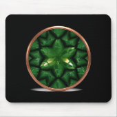 Green Pointed Star Fractal With Copper Frame Mousepad (Vorne)