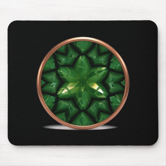 Green Pointed Star Fractal With Copper Frame Mousepad (Vorne)