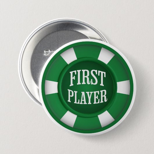 Green Poker Chip Erster Spieler Brettspiel Button (Vorne & Hinten)