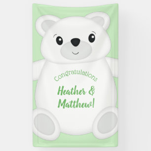 Green Polar Bear Baby Dusche Banner