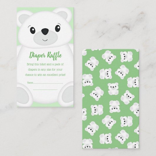 Green Polar Bear Baby Dusche Begleitkarte (Vorne/Hinten)