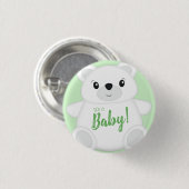 Green Polar Bear Baby Dusche Button (Vorne & Hinten)
